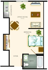 Floor Plan Assisted Living One Bedroom Apartments