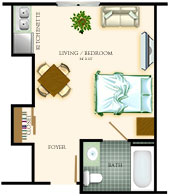Floor Plan Assisted Living Studio Apartment