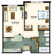 Floor Plan Independent Living One-Bedroom Apartment